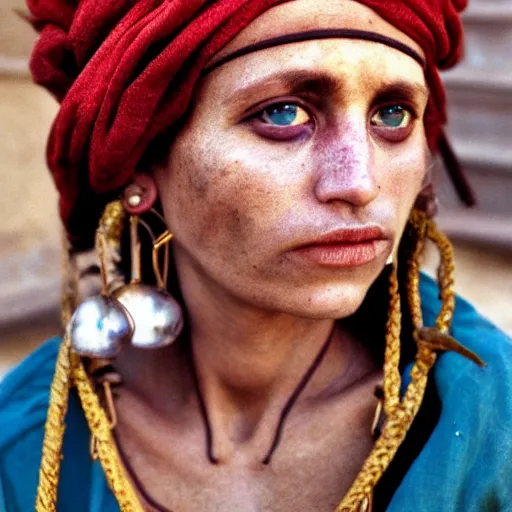 Image similar to Beautiful 16th Century Barbary Coast pirate Woman with Ginger hair and Golden hooped earrings photography by Steve McCurry