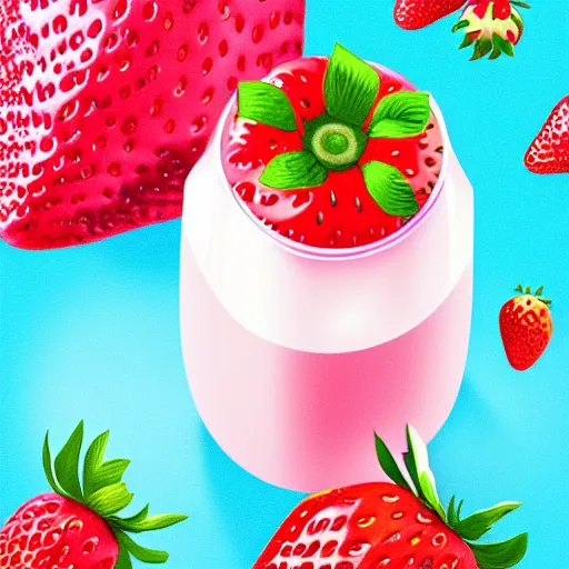 Prompt: a hyperdetailed strawberry milk poster, milk fluid, 4 k hd wallpaper illustration, package cover