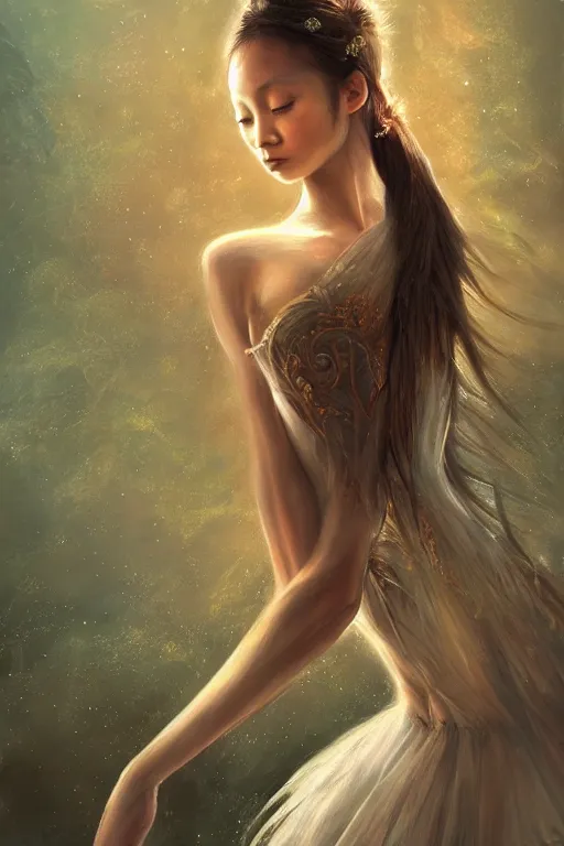 Prompt: filipina prima ballerina, gorgeous, ethereal, intricate, elegant, volumetric lighting, nature scenery, digital painting, highly detailed, artstation, sharp focus, illustration, concept art, clive barker