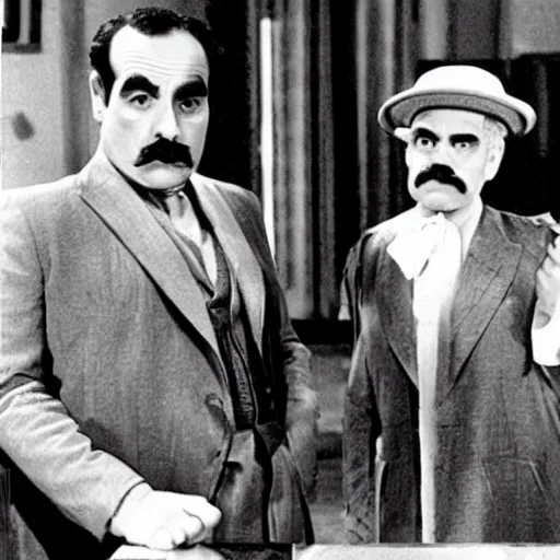 Image similar to scene of the hercule poirot tv serie featuring david suchet without a moustache