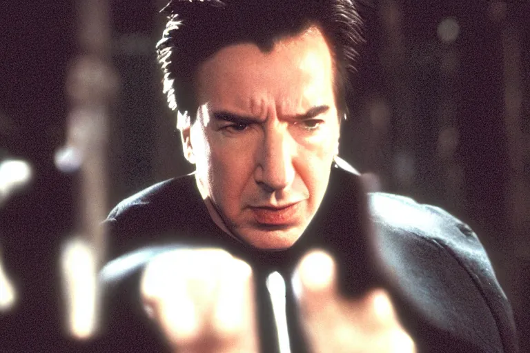 Image similar to film still of Alan Rickman as Neo in The Matrix 1999