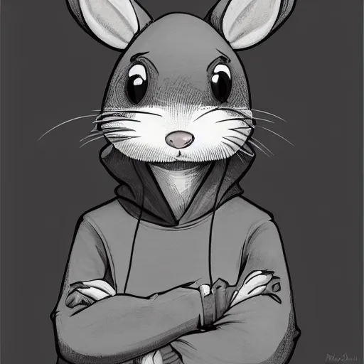 Image similar to a full body shot of a cute rat wearing a hoodie looking into the camera, furry art, furaffinity, deviantart, symmetrical, highly detailed, award winning, trending