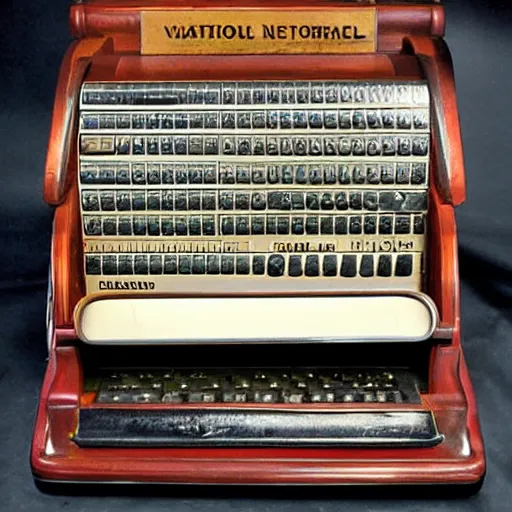 Image similar to award - winning photo. photorealistic vintage national cash register from 1 9 0 0.