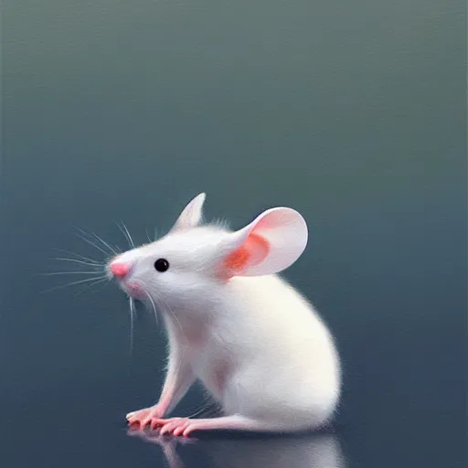 Prompt: animated white mouse with big ears portrait, dramatic light, lake background, 2 0 0 mm focal length, painted by stanley lau, painted by greg rutkowski, painted by stanley artgerm, digital art, trending on artstation