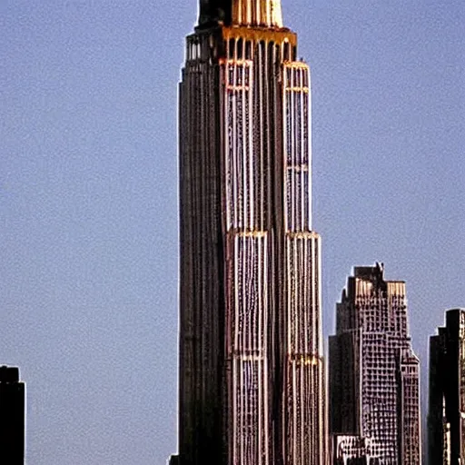 Image similar to sahara sand destroying empire state building, in american psycho ( 1 9 9 9 )