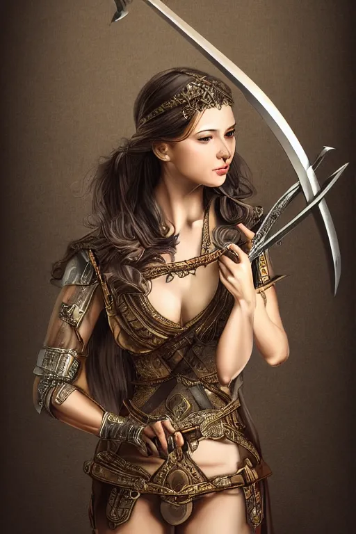 Prompt: digital art of a pretty girl with a long sword in her hands. detailed body, medieval theme, pretty lighting, detailed face, sharp focus, intricate details