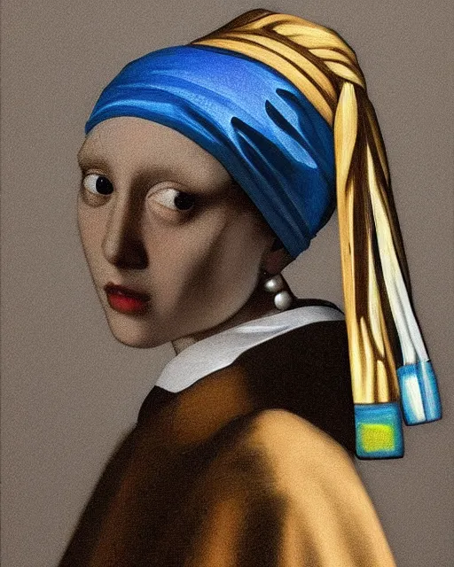 Image similar to digital realist painting of a beautiful modern girl like a girl with a pearl earring