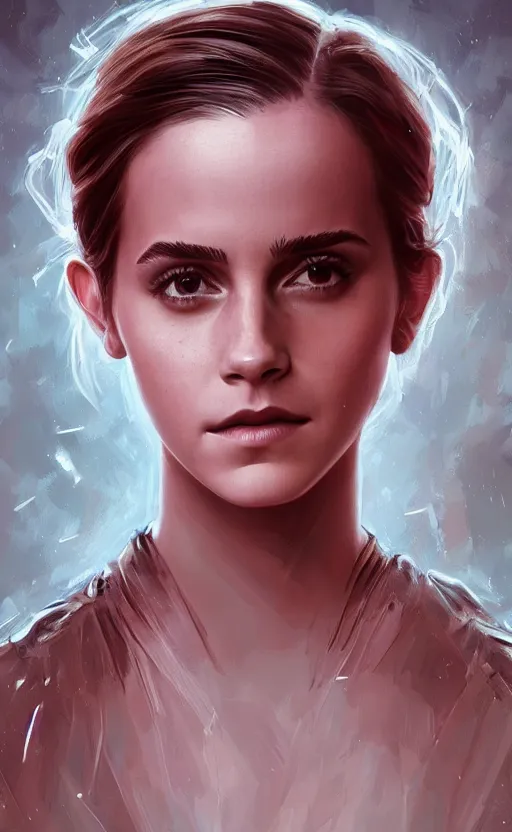 Prompt: Emma Watson Neuralink, masterpiece digital painting by Greg Rutkowski, Alex Grey, artstation, 4k wallpaper