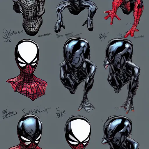 Prompt: Spider-Man in Symbiote Suit by Isaac Olander, artstation.