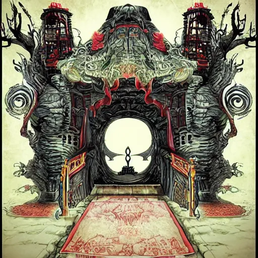Prompt: portal to the multiverse of infinite horror with freakish chinese style