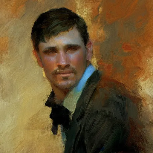 Image similar to a man with a crew cutl haircut, painting by Gaston Bussiere, Craig Mullins