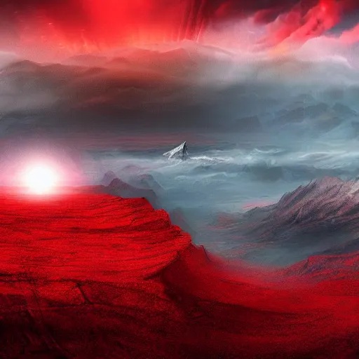 Prompt: artistic impression of the end of the world, epic landscape, cinematic, red, digital art