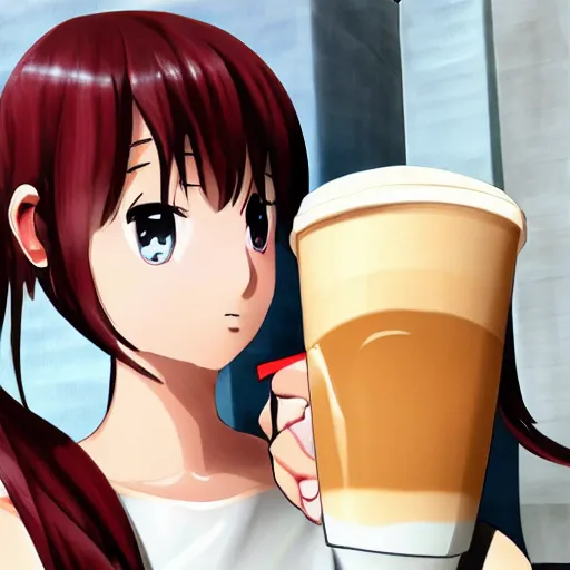 Prompt: anime girl with a latte