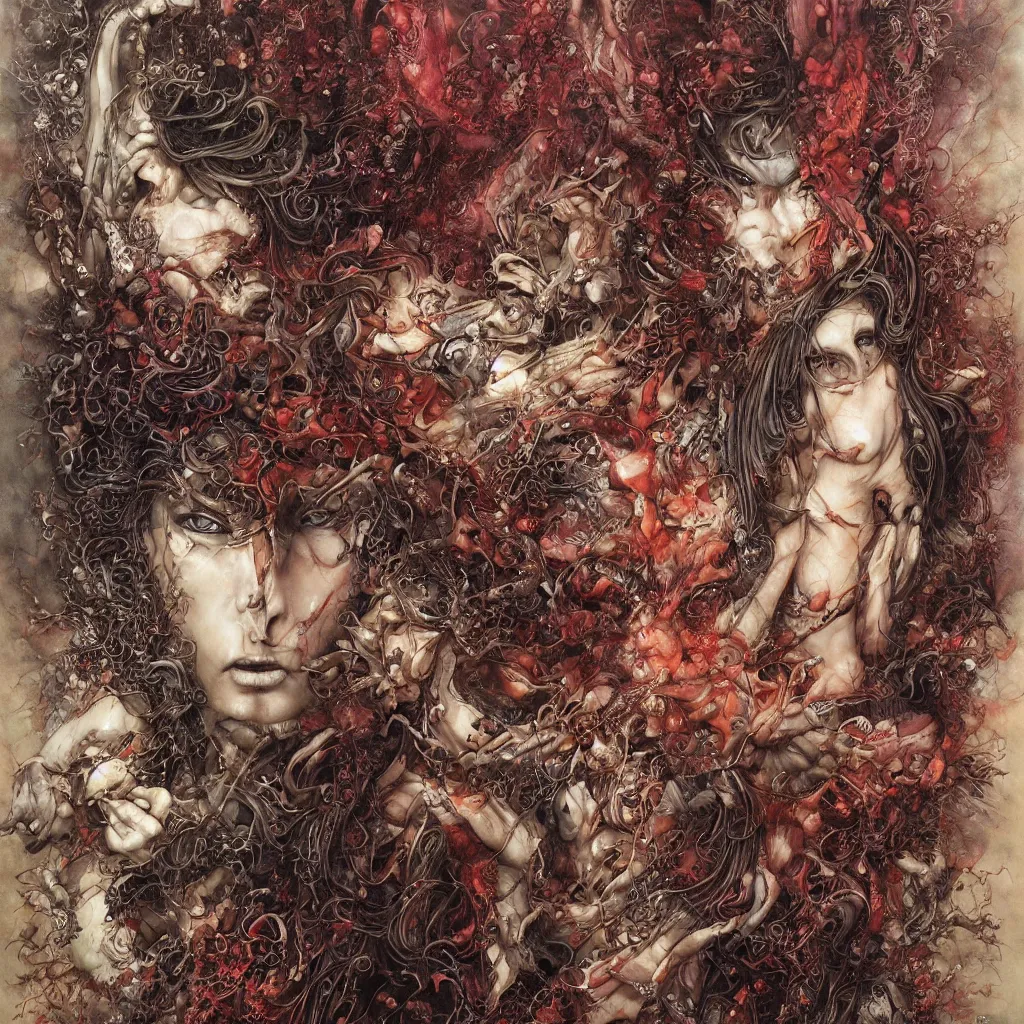 Prompt: realistic rich detailed image of an ancient pagan god by Ayami Kojima, Amano, Karol Bak, Greg Hildebrandt, and Mark Brooks, Neo-Gothic, gothic, rich deep colors. Beksinski painting, part by Adrian Ghenie and Gerhard Richter. art by Takato Yamamoto. masterpiece
