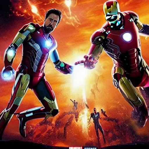 Image similar to marvel movie, ironman, mask off, tony stark, explosion in the background, epic