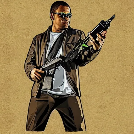 Image similar to single hand grenade, gta v style art