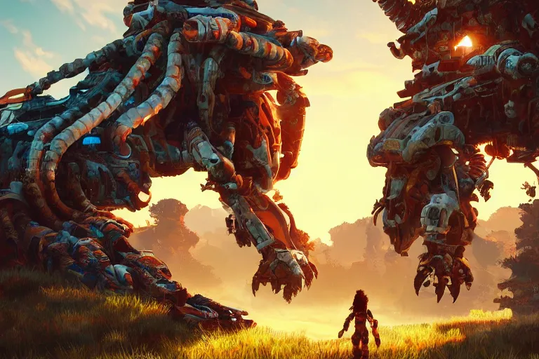 Image similar to shell - walker machine mecanical creature robot of horizon forbidden west horizon zero dawn bioluminiscence global illumination ray tracing hdr fanart arstation by ian pesty and alena aenami artworks in 4 k