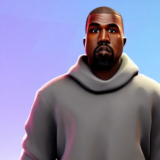 Image similar to kanye west in fortnite lobby 3 d avatar skin