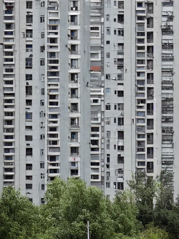 Image similar to Photo of Soviet apartment building, full object