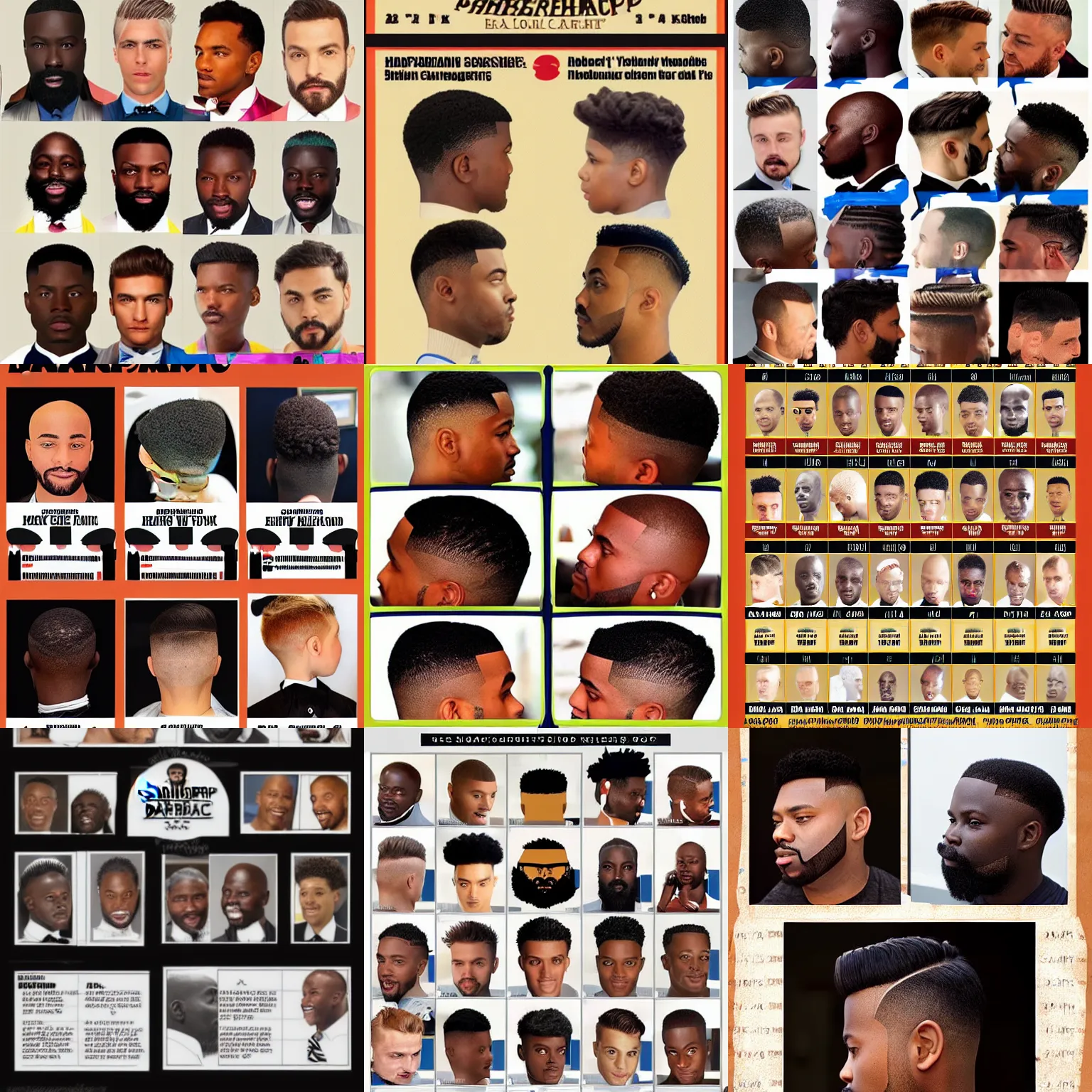 Prompt: 👨🏿‍🦱👨🏿 barbershop haircut chart