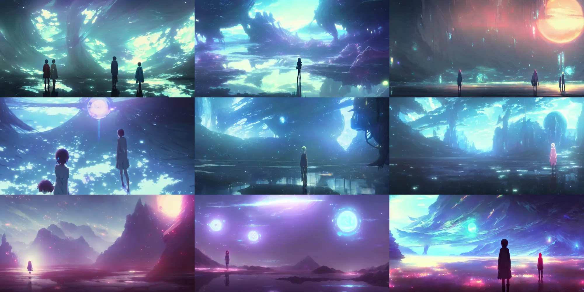 Prompt: a high definition screenshot from the haunting and strange science fiction anime anime anime film ; a strange and ethereal dreamscape, digital painting by makoto shinkai, patrick faulwetter, sabbas apterus, surrealism, trending on artstation