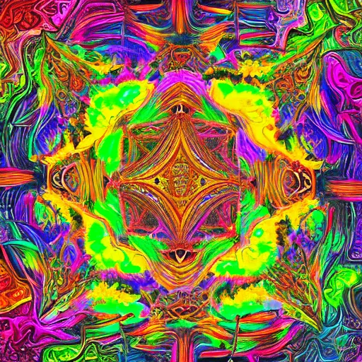 Image similar to highly detailed fractals, dmt vision, psychedelic painting