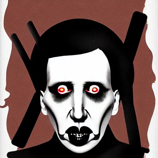 Image similar to graphic illustration, creative design, marilyn manson, biopunk, francis bacon, highly detailed, hunter s thompson