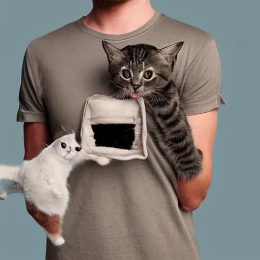 Image similar to cute cat in the pocket of a tshirt