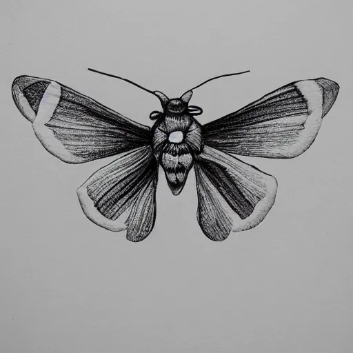 Image similar to moth, black and white, botanical illustration