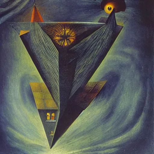 Prompt: a Remedios Varo painting of a spaceship