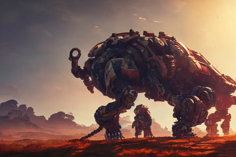 Image similar to shell - walker machine mecanical creature robot of horizon forbidden west horizon zero dawn bioluminiscence global illumination ray tracing hdr fanart arstation by ian pesty and alena aenami artworks in 4 k