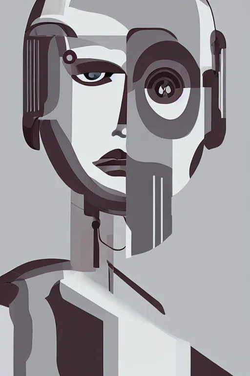 Prompt: Abstract. Minimalism. Portrait of a cyborg woman.