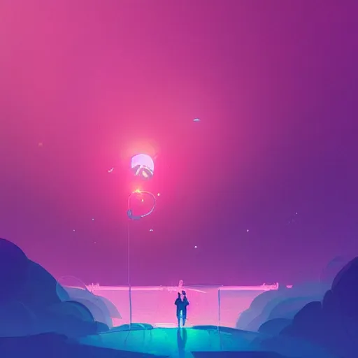 Image similar to beautiful digital rose in stunning pink sea, VERY LIGHT purple and blue scheme, by Anton Fadeev and Simon Stalenhag, trending on artstation, low contrast