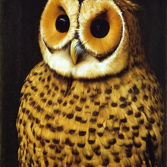 Image similar to close up portrait of the owl king. jan van eyck