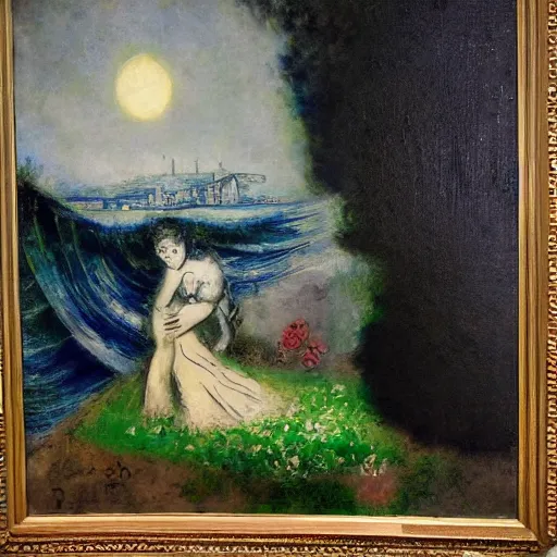 Image similar to wave art by francois de nome and lajos chagall in banksy and george inness, 8 k painting renaissance building chives electron, by eugene delacroix and jane graverol, leisure