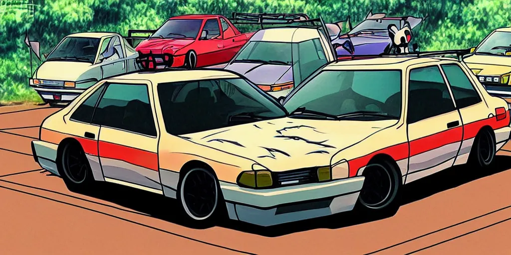 Image similar to lada initial d, anime art