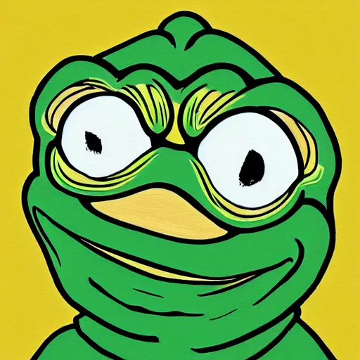 Image similar to pepe the frog!!!, yellow ocean!, feels good man, 4 chan, memes, magic, kek, award - winning, photorealistic, digital illustration