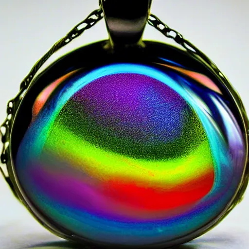 Prompt: a large rainbow glass pendant, macro photo - n 4