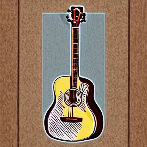 Prompt: acoustic guitar, sticker illustration