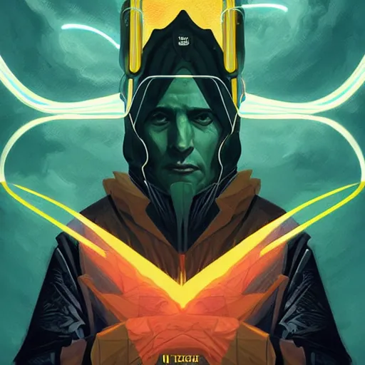 Image similar to elden ring themed majestic futuristic visionary inventor nikola tesla tarot crad by sachin teng, artgerm, darius zawadzki, masterpiece, organic painting, matte painting, technical geometrical drawing shapes, lightning electricity coil, hard edges, graffiti, high quality art by sachin teng, artstation trending