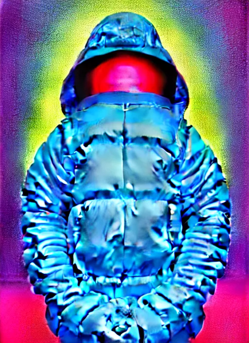 Prompt: person wearing a inflated puffer jacket by shusei nagaoka, kaws, david rudnick, airbrush on canvas, pastell colours, cell shaded!!!, 8 k