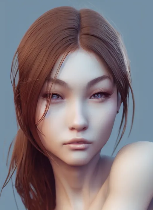 Image similar to beautiful portrait, beautiful girl, beautiful body, tranding by artstation, by chen wang, character artist, 8 1 5, mature content, zbrush maya, substance 3 d painter