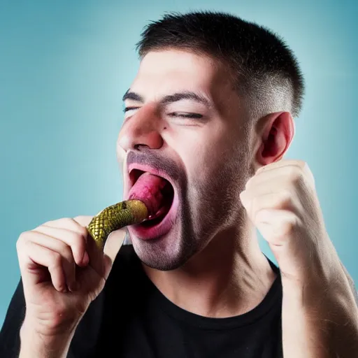 Prompt: guy with snake tongue