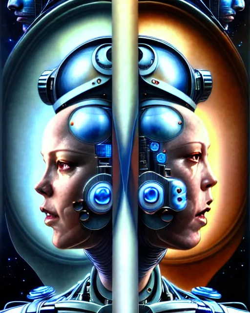 Image similar to a portrait of gemini man and woman fantasy character portrait made of fractals facing each other, ultra realistic, wide angle, intricate details, the fifth element artifacts, highly detailed by peter mohrbacher, hajime sorayama, wayne barlowe, boris vallejo, aaron horkey, gaston bussiere, craig mullins