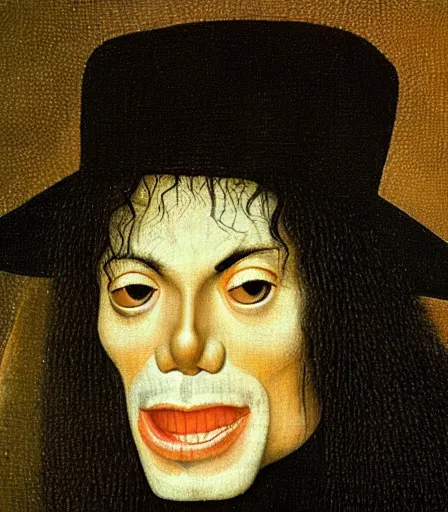 Image similar to portrait of michael jackson by hieronymus bosch, high quality, high detail