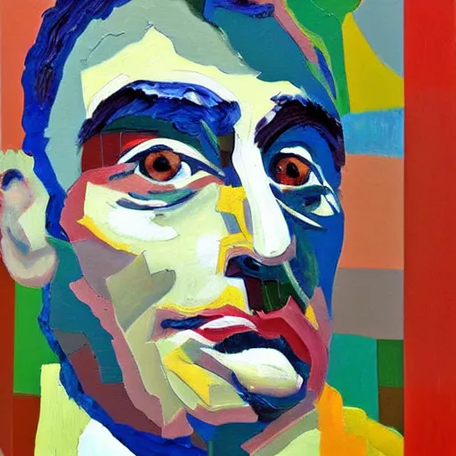 Prompt: John Hamm painted thick impasto, in different post impressionist and cubist styles