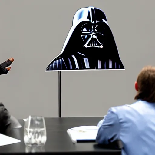 Image similar to photo of darth vader giving presentation in business meeting