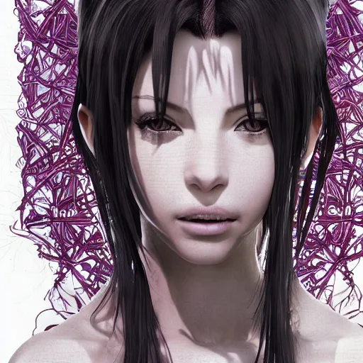 Prompt: a portrait of tifa lockhart beautiful elegant partially made of potatoes roots and violets, an ultrafine detailed illustration by james jean, final fantasy, intricate linework, bright colors, behance contest winner, vanitas, angular, altermodern, unreal engine 5 highly rendered, global illumination, radiant light, detailed and intricate environment