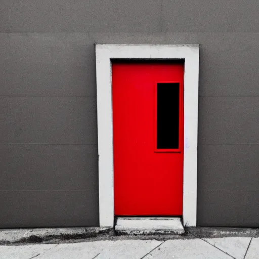 Image similar to a red door floating in a black void,