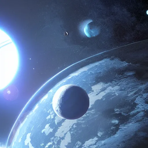 Image similar to planet in space, 4 k, highly detailed, cgsociety, trending on artstion, matte painting, concept art